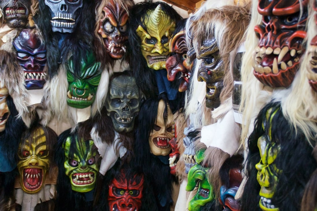 Some of mask maker Michael Ebiner’s creations for the Tschäggättä festival, which is held annually in Switzerland’s Lötschental valley. Photo: Peter Neville-Hadley
