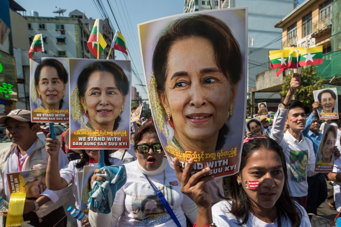 Aung San Suu Kyi was among those detained in Monday’s raids. Photo: AFP