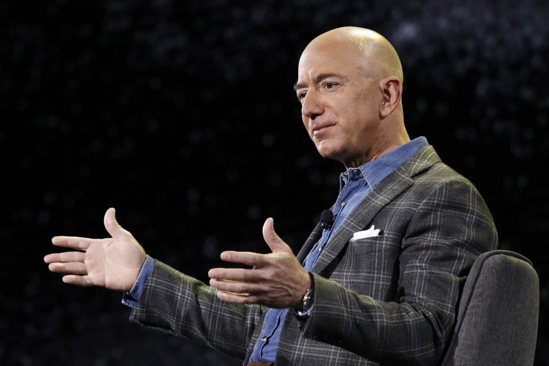 Amazon CEO Jeff Bezos speaks at a convention in Las Vegas in June 2019. Photo: AP