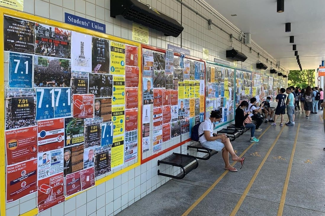Some universities in Hong Kong have warned student unions against displaying politically sensitive material on campus notice boards. Photo: Handout