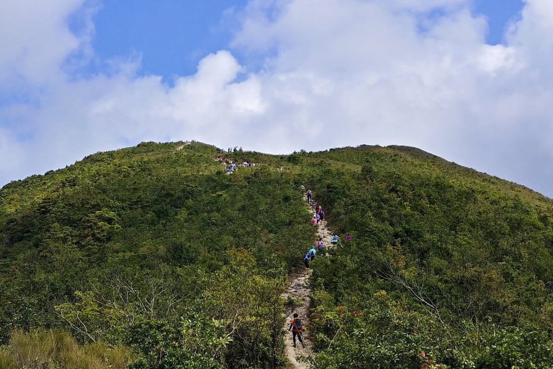 Hikers make their way up a trail in Sai Kung East Country Park, where a woman collapsed on Thursday and died shortly thereafter. Photo: Facebook