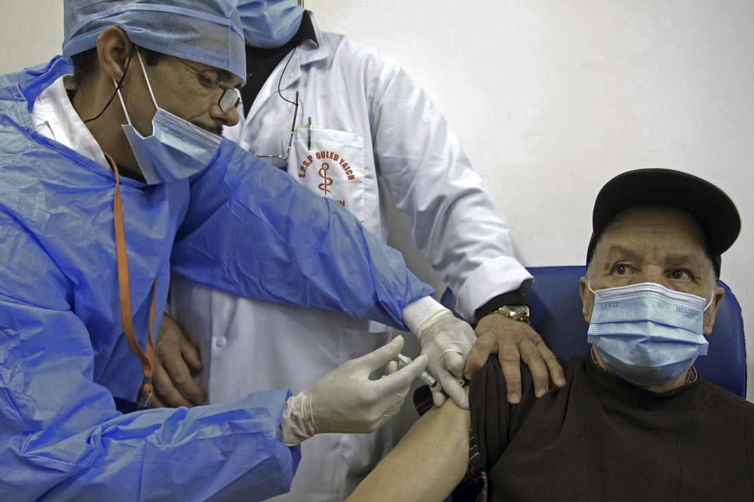A man is administered with Russia’s Sputnik V vaccine in Algiers on February 3, 2021. Photo: AP