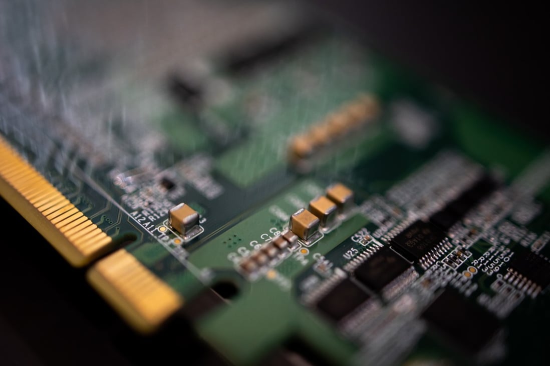 A SK Telecom Co. Sapeon X220 AI semiconductor board is shown at the company's office in Seongnam, South Korea, on November 25, 2020. Photo: Bloomberg