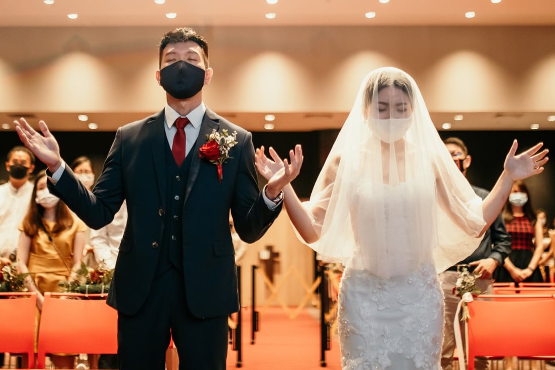 Ferdinand Mar and Grace Yap went ahead with their wedding in November 2020 while adhering to safe-distancing measures. Photo: Handout