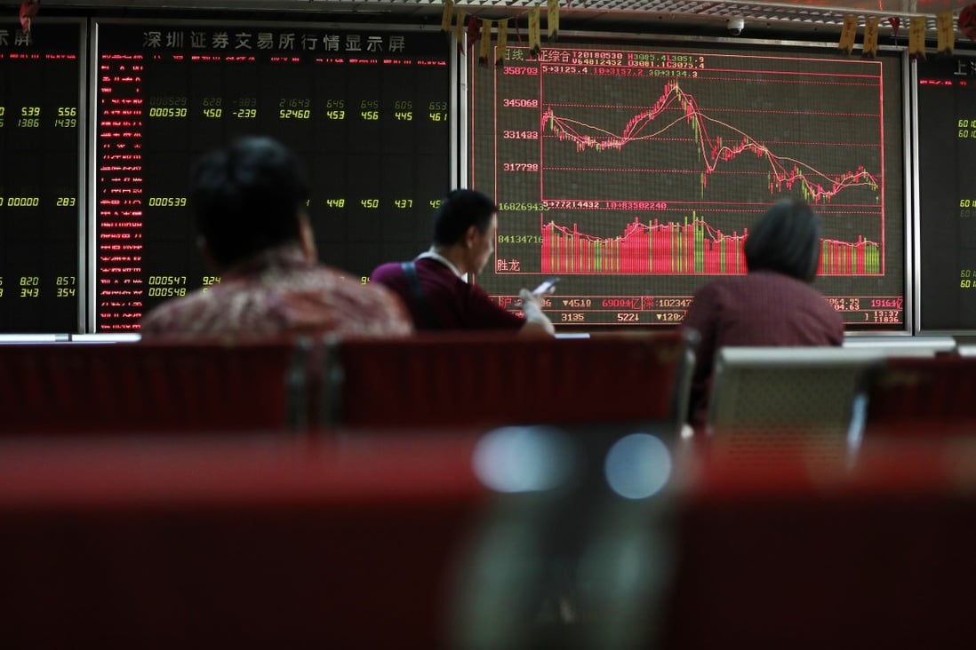Electronic boards showing stock index and prices at a brokerage in Beijing. Photo: EPA-EFE