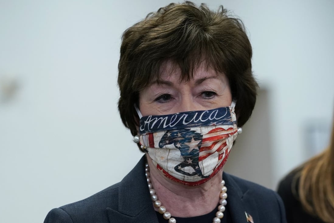 Senator Susan Collins is one of six senators seriously considering impeaching former president Donald Trump. Photo: AP