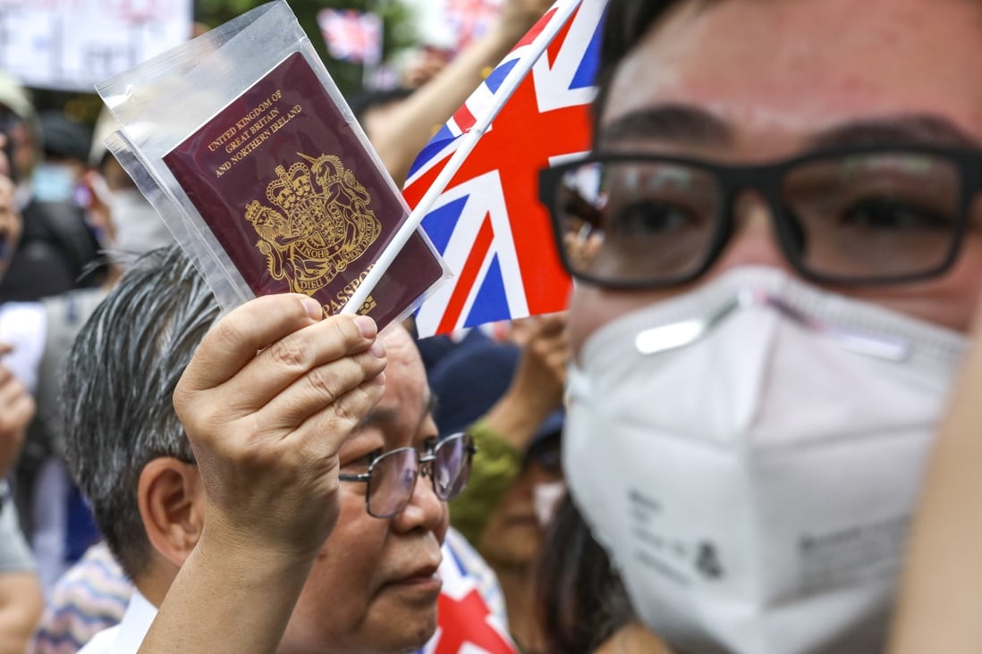 Hundreds of Hongkongers march to the British Consulate in Admiralty, urging the UK government to grant full citizenship to British National (Overseas) passport holders, on September 1, 2019, as anti-government protests continued in Hong Kong. The UK government on January 31, 2021 rolled out a new BN(O) visa scheme offering a pathway to citizenship. Photo: Nora Tam