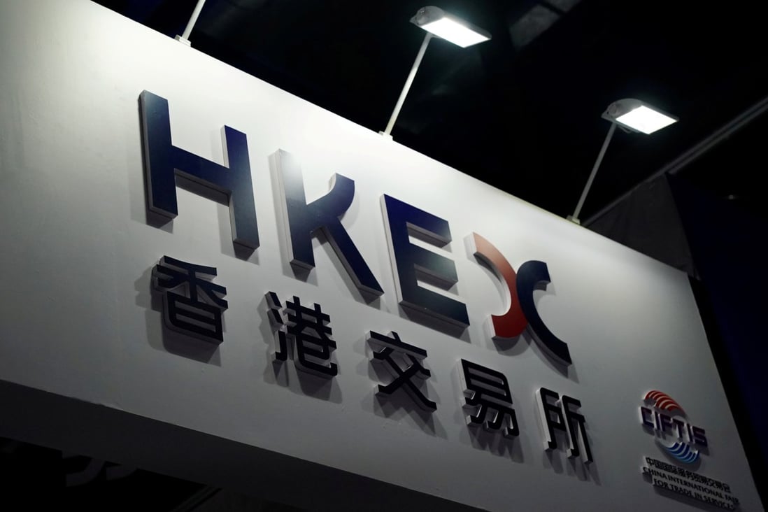 Stock Exchange of Hong Kong (HKEX) signage in Beijing. Photo: Reuters