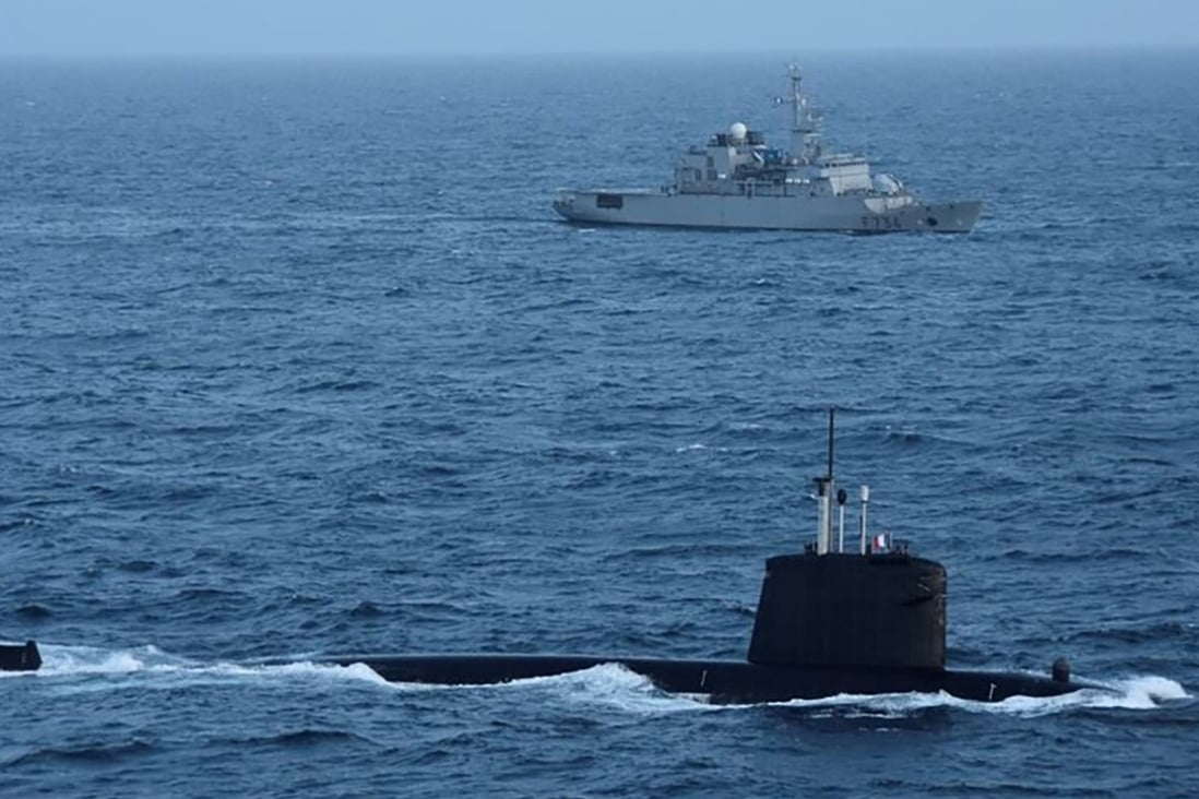 The French nuclear attack submarine Émeraude and naval support ship Seine have sailed through the South China Sea, according to a tweet by France’s defence minister. Photo: Twitter