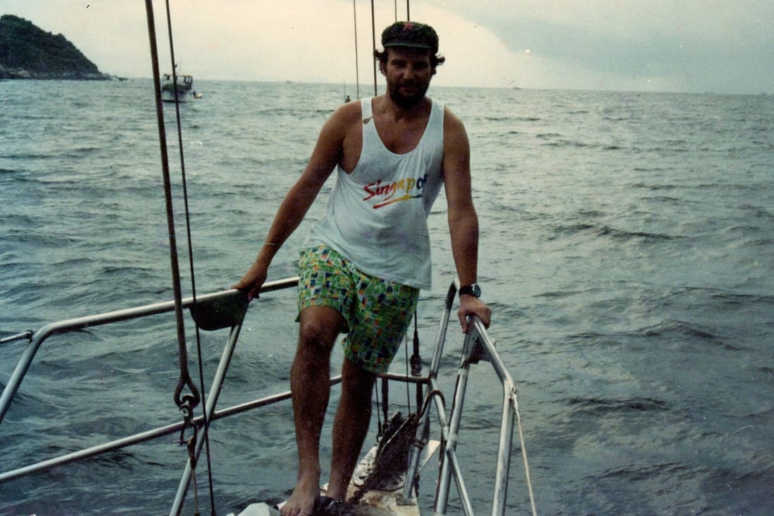 Then Chief Inspector Rod Mason aboard the Oui yacht as an undercover crew member in 1988 during a major international drugs operation in Hong Kong. Photo: Courtesy of Rod Mason
