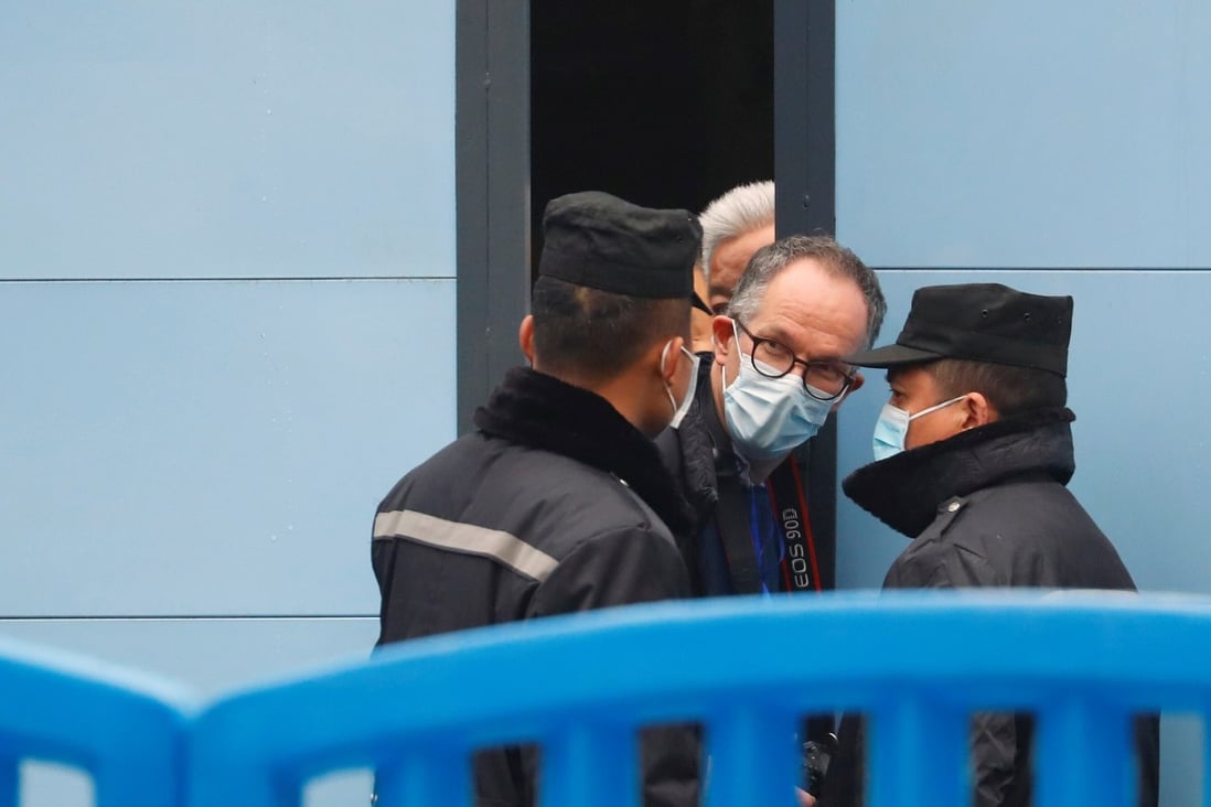 Peter Ben Embarek, a member of the WHO team tasked with investigating the origins of Covid-19, visits the Huanan seafood market in Wuhan on January 31. Photo: Reuters