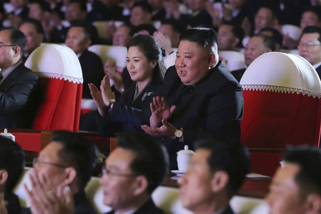 Ri Sol-ju and Kim Jong-un watch a performance marking the birthday of former leader Kim Jong-il in Pyongyang. Photo: AP