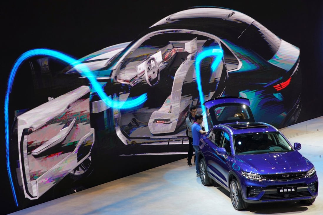 A Geely SUV is seen displayed at the Shanghai auto show in Shanghai, China on April 17, 2019. Photo: Reuters