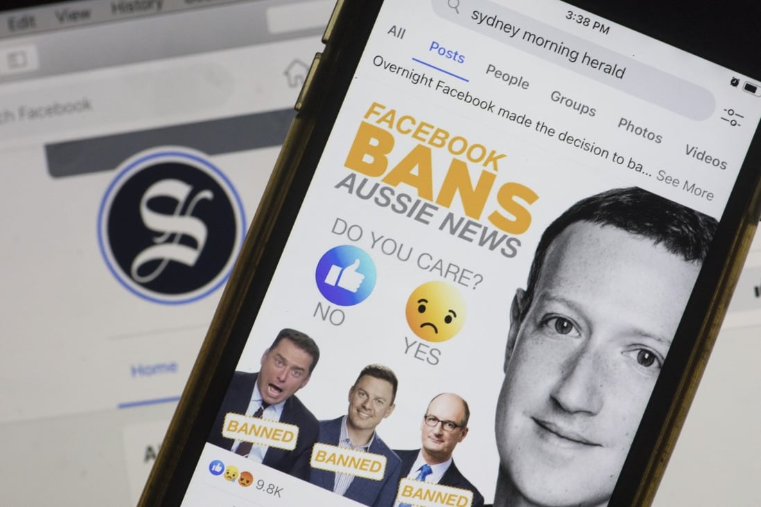 Facebook started restricting the sharing of news on its service in Australia on February 18, defying a proposed law that would require technology companies to pay publishers when their articles are posted by users. Photo: Bloomberg
