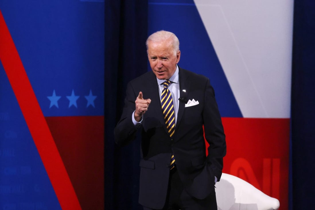US President Joe Biden participates in a town hall in Milwaukee, Wisconsin, on February 16. Biden has spoken publicly about his lifelong struggle with stuttering, offering support and hope to those dealing with the condition. Photo: Reuters