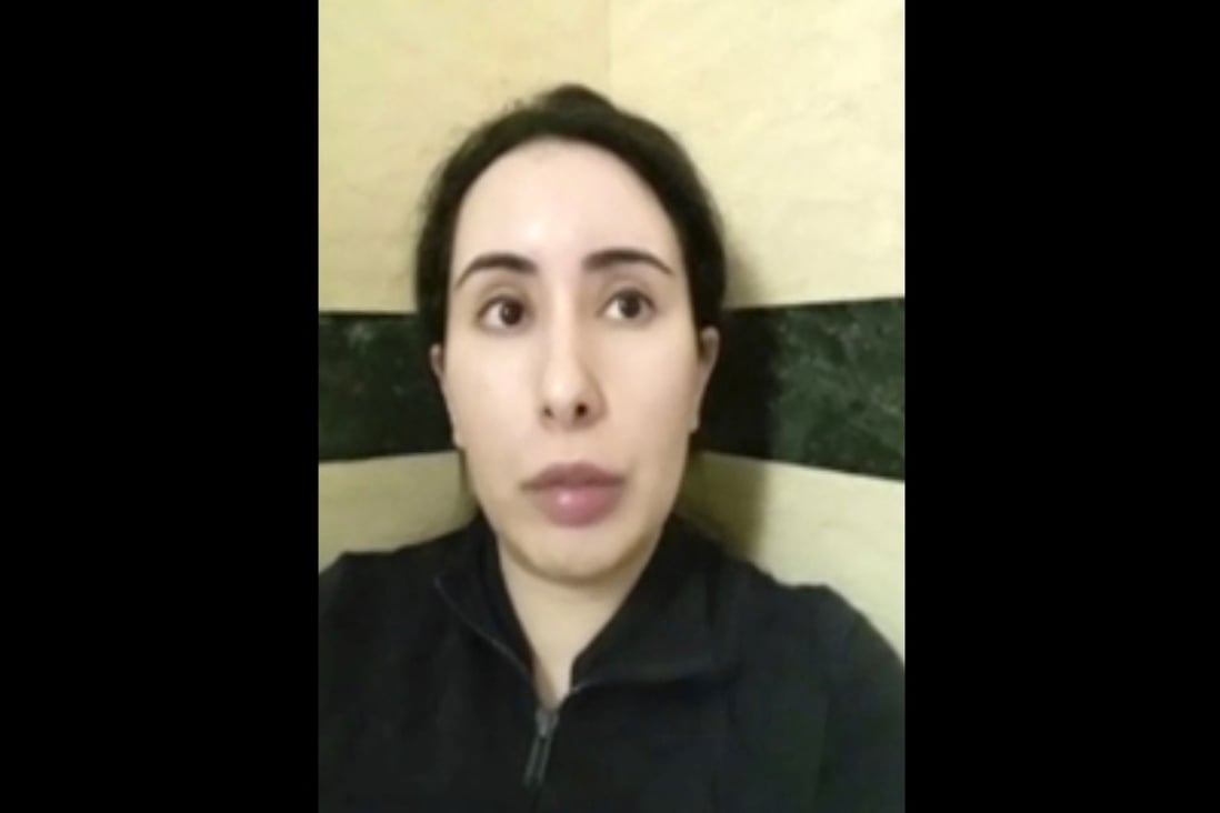 An image taken from video in an unknown location shows Sheikha Latifa bint Mohammed Al Maktoum of Dubai speaking into a mobile phone camera. Photo: AP
