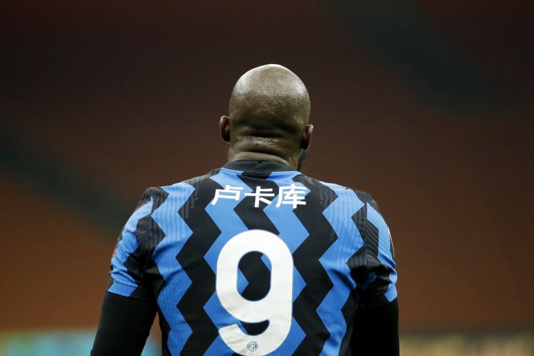 Inter Milan's Romelu Lukaku wears a special edition shirt featuring his name written in Chinese to celebrate the Lunar New Year in the club’s game against Lazio. Photo: Reuters