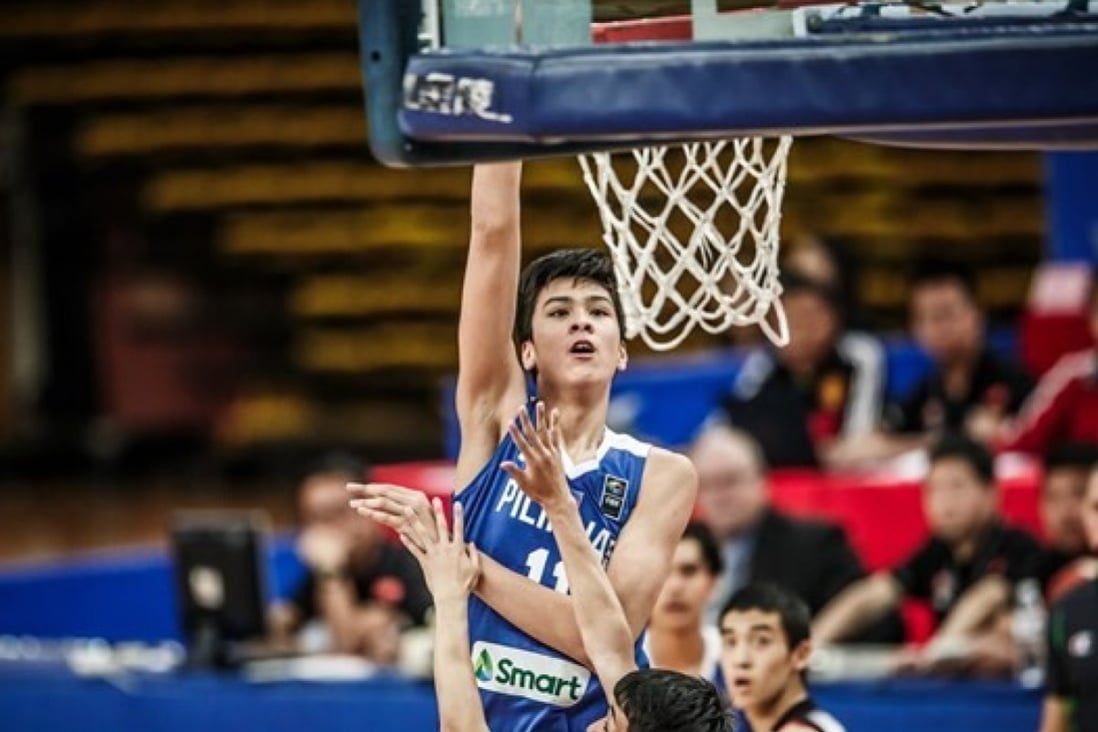 Filipino national youth team player Kai Sotto scores against Japan in 2017. Photo: Handout