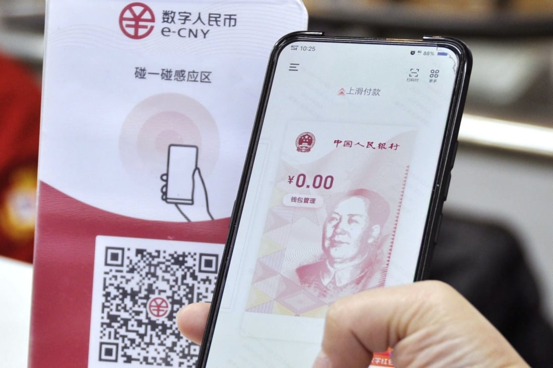 During a trial of the Digital Currency Electronic Payment in Suzhou in December, users downloaded a specialised app for paying with digital yuan. Photo: Kyodo