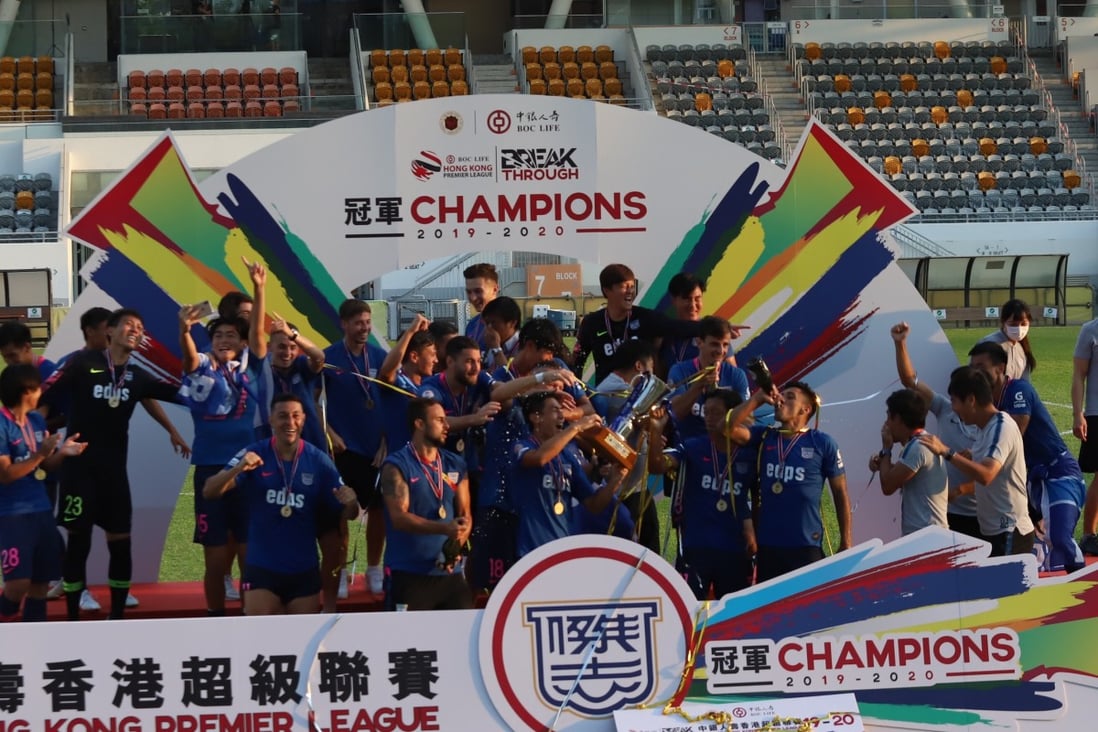 Kitchee are crowned 2020 Hong Kong Premier League champions, qualifying them for the 2021 AFC Champions League. Photo: Chan Kin-wa