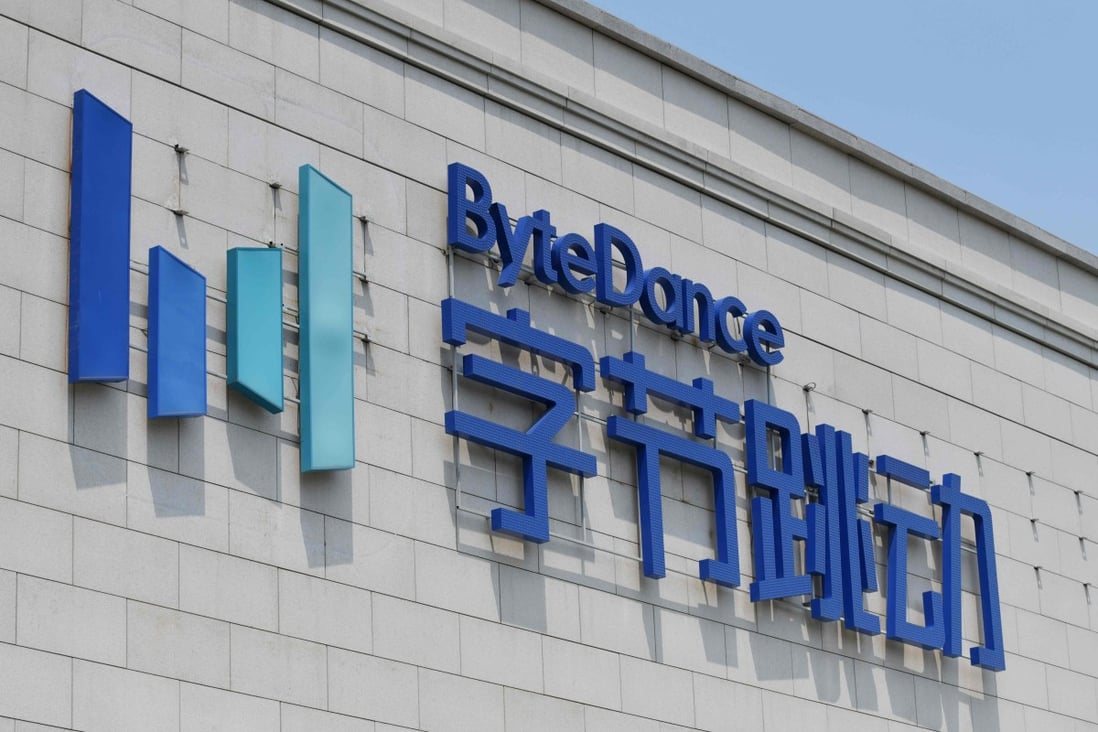The ByteDance logo is seen on its headquarters building in Beijing on July 8, 2020. Photo: AFP