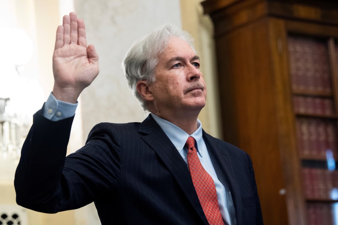 William Burns, nominee for Central Intelligence Agency (CIA) director, is sworn into his Senate Intelligence Committee hearing on Capitol Hill on Wednesday. Photo: Reuters