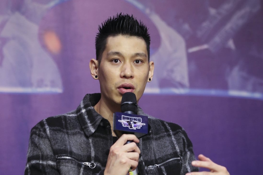 Jeremy Lin talks to Chinese media during a press conference for the Beijing Ducks in August 2020. Photo: Xinhua