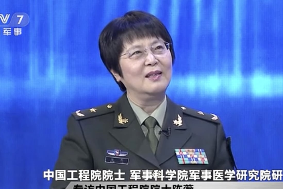Military medical scientist Chen Wei says Chinese researchers are tracking the effectiveness of vaccines against mutations of the coronavirus. Photo: CCTV
