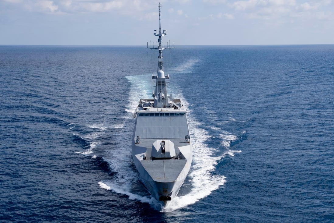 The French frigate Surcouf is taking part in France’s annual Jeanne d’Arc operations in the South China Sea. Photo: Twitter