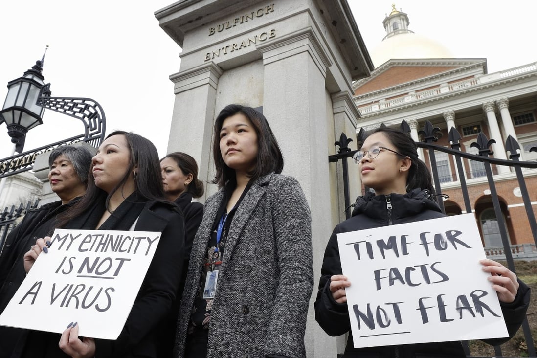 Asian-Americans at a protest last year in Boston against the rise in racism fuelled by anti-China rhetoric in the US in the early days of the new coronavirus pandemic. Photo: AP