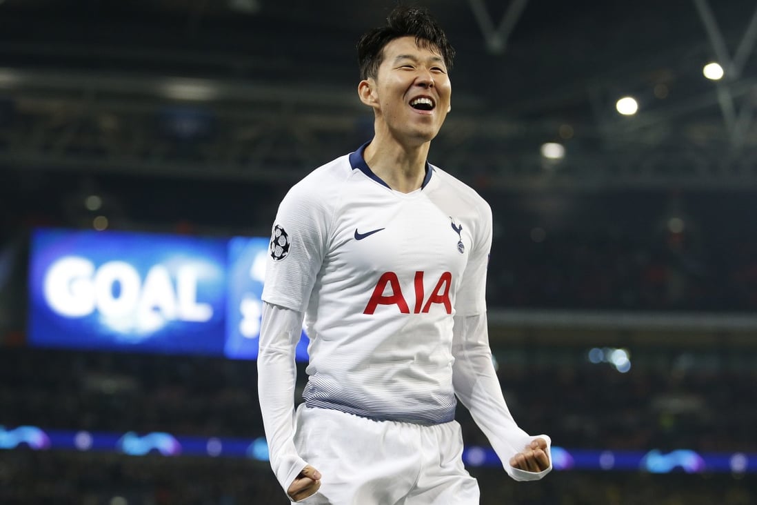 Tottenham Hotspur's Son Heung-min scores against Borussia Dortmund in the Uefa Champions League at Wembley Stadium, London in 2019. Photo: Xinhua