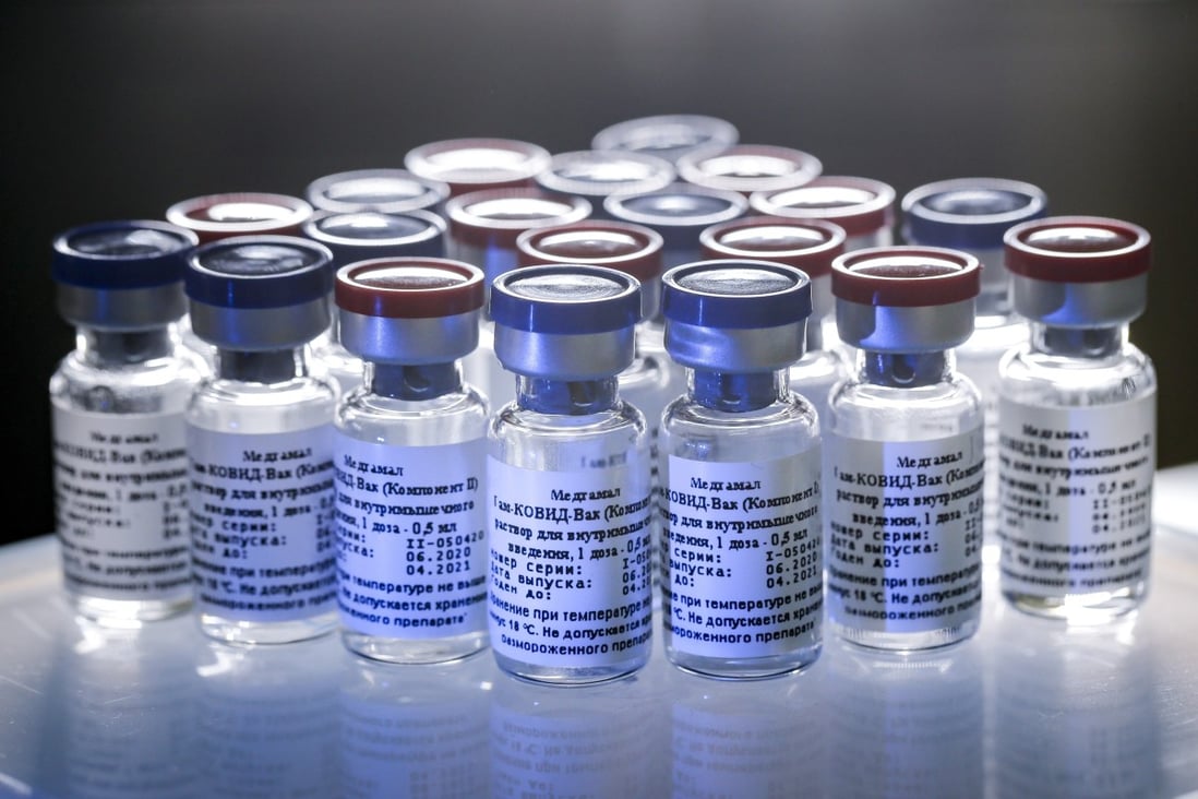 Russia’s Covid-19 vaccine is on display at the Nikolai Gamaleya National Centre of Epidemiology and Microbiology in Moscow in August. Photo: Russian Direct Investment Fund via AP