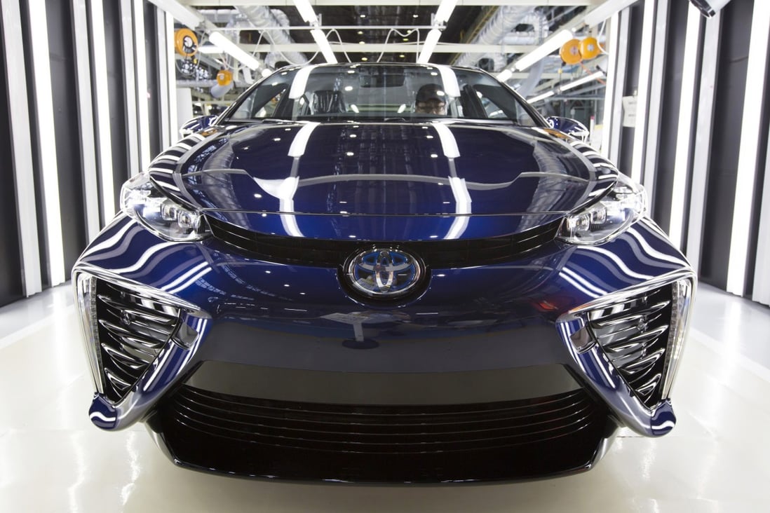 A Toyota Mirai hydrogen fuel-cell vehicle on the production line of the company’s plant in Aichi, Japan. Photo: Bloomberg