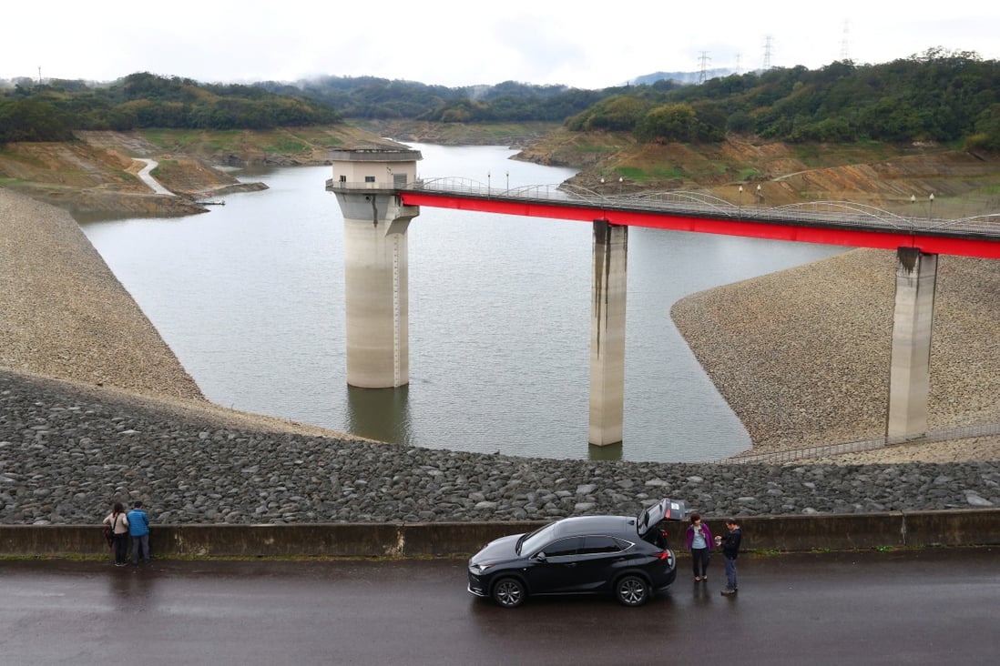 Low water levels at Baoshan second reservoir in Hsinchu show the impact of Taiwan’s drought. Photo: Reuters