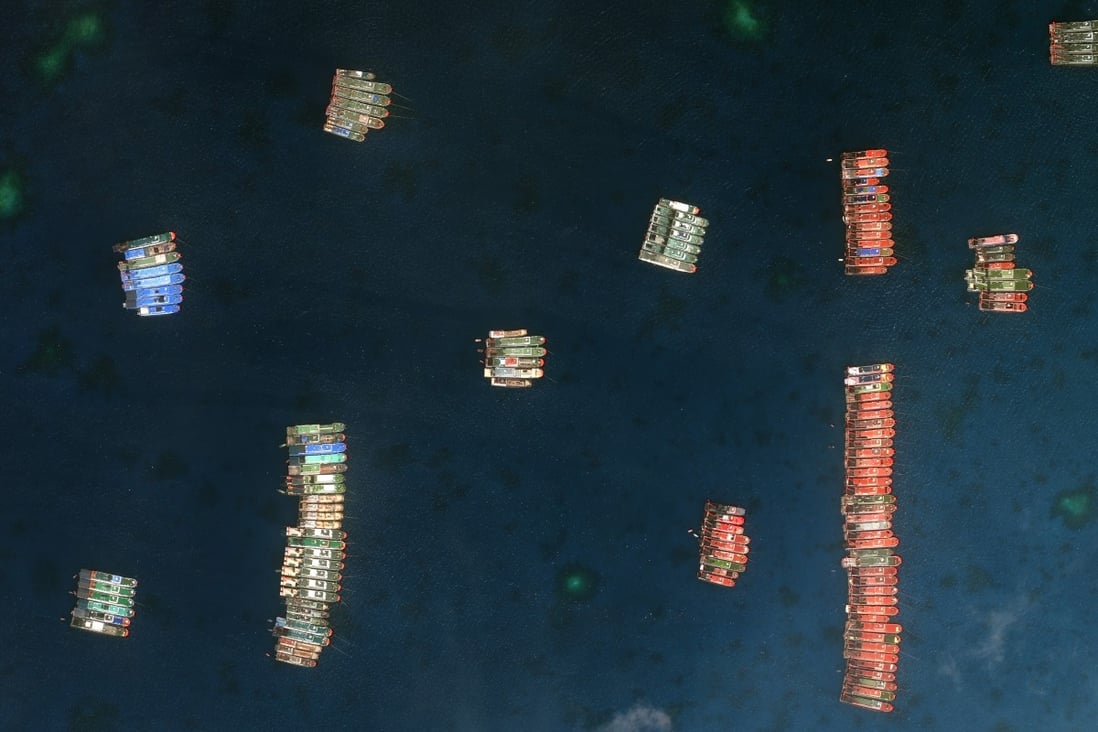 Chinese vessels near the Whitsun Reef in the disputed South China Sea. Photo: AP