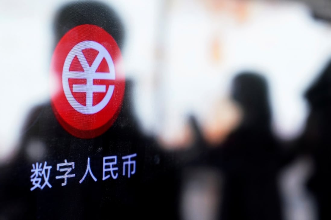 A sign indicating digital yuan, also referred to as e-renminbi, is pictured on a vending machine at a subway station in Shanghai on April 21. Photo: Reuters