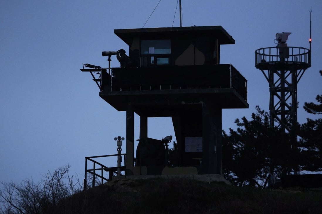 A South Korean soldier looks out to sea from a watchtower on an island in the Yellow Sea. File photo: Reuters