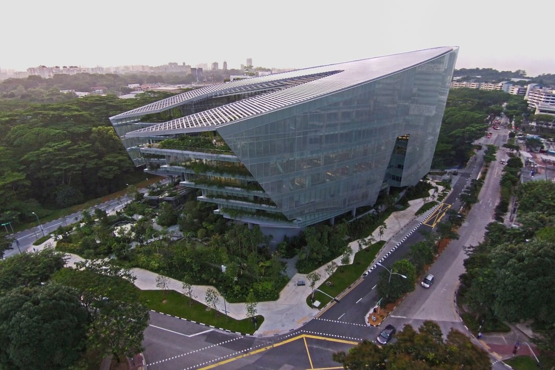 An aerial view of Lucasfilm’s animation production facility, The Sandcrawler, in Singapore on January 16, 2014. The building is the regional headquarters for Lucasfilm Singapore. Photo: EPA