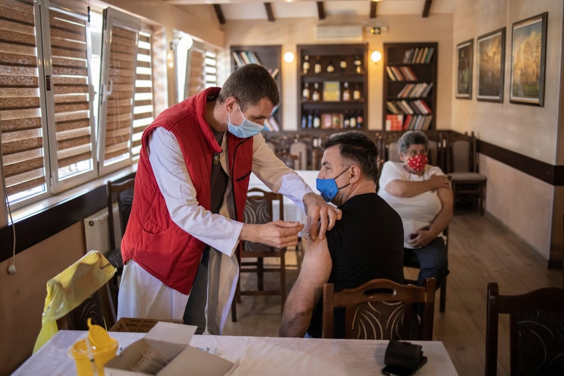 A man receives a Sinopharm vaccine at a restaurant in Kragujevac, Serbia, on May 4. The global gaps in vaccine supply that Beijing is helping to fill are still colossal. Photo: Reuters