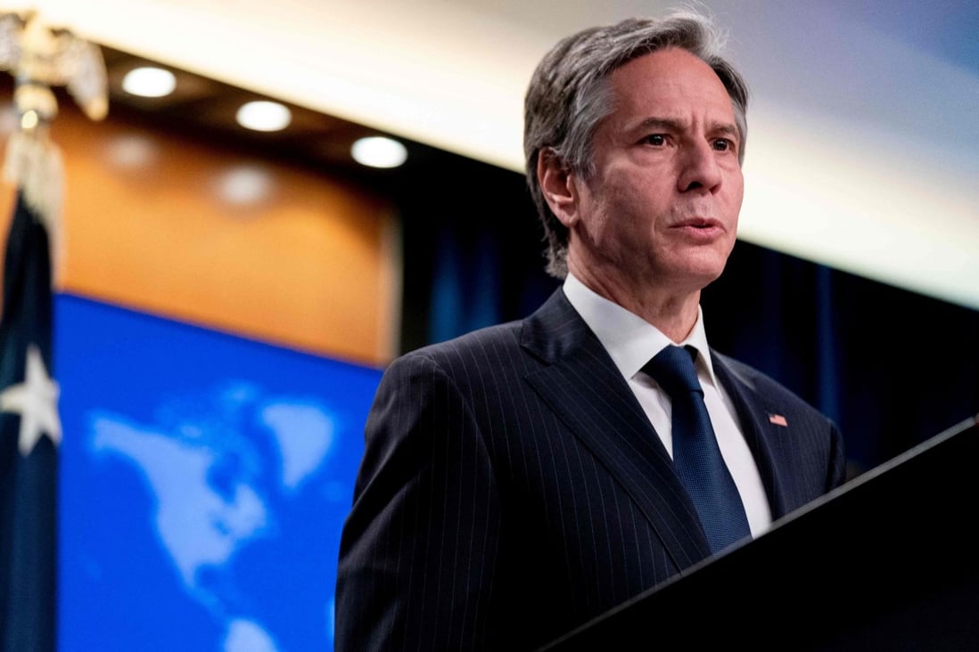 US Secretary of State Antony Blinken discussing the 2020 Report on International Religious Freedom at the State Department in Washington on Wednesday. Photo: AFP