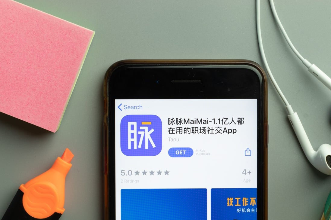 Maimai, China's biggest competitor to LinkedIn, was one of 90 apps removed from app stores on Thursday in the latest sweeping crackdown from Beijing on the collection of user data. Photo: LinkedIn