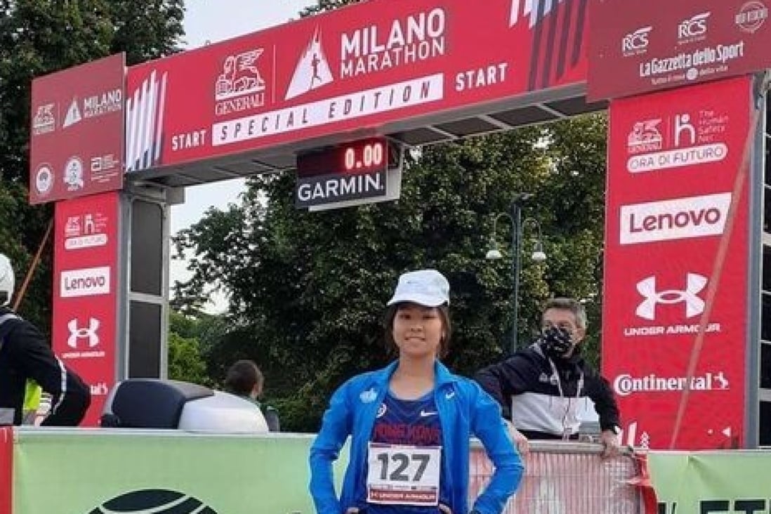 Christy Yiu before the Milan Marathon. Photo: HKAAA