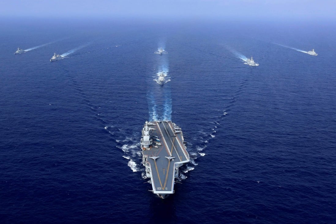 China’s aircraft carrier, the Liaoning, takes part in military exercises. Photo: AFP