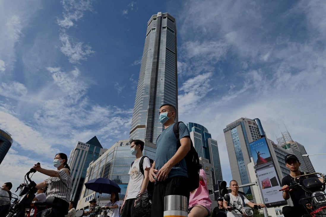 The SEG Plaza in the southern Chinese city of Shenzhen started shaking last week, triggering widespread panic. Photo: AFP