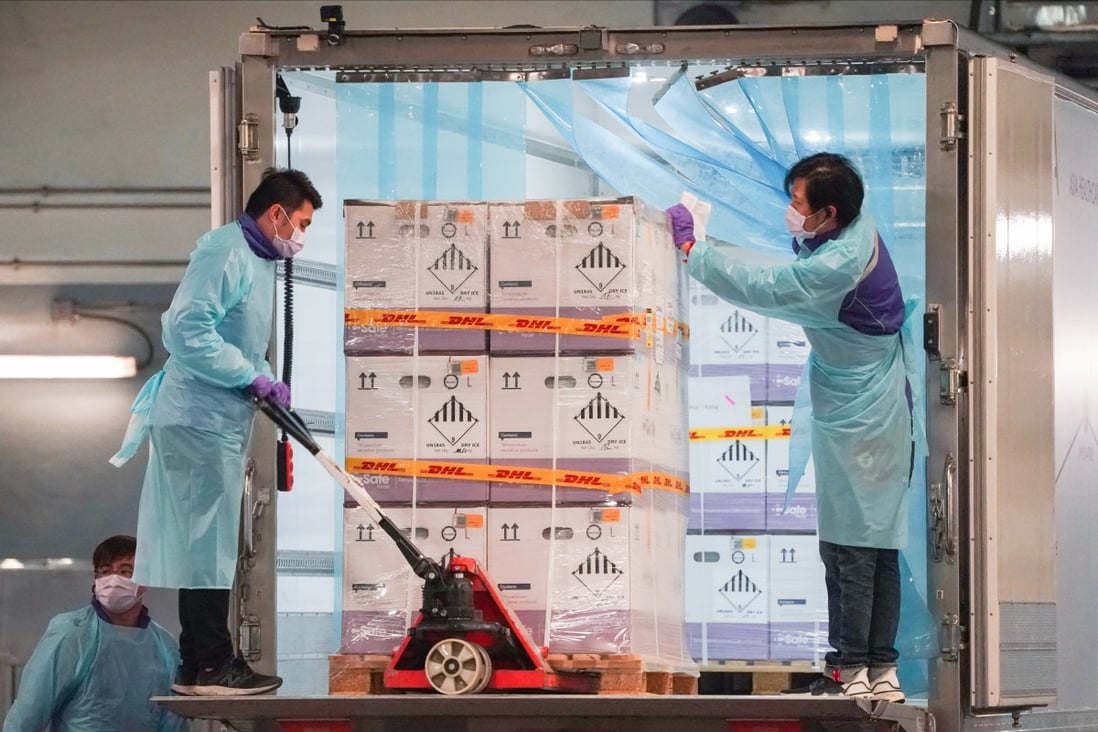 Covid-19 vaccine shots from BioNTech arrive in Hong Kong in February. Photo: Felix Wong