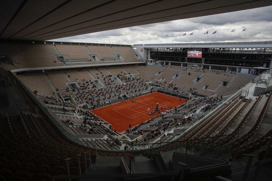 A view of centre court at Roland-Garros during the final of the 2020 French Open women’s singles. Photo: AP
