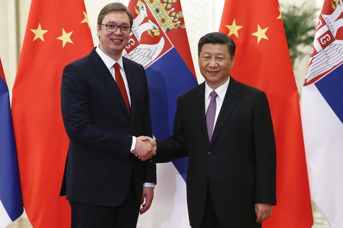 Serbian Prime Minister Aleksandar Vucic shakes hands with Chinese President Xi Jinping on a visit to Beijing in 2017. Photo: Getty Images