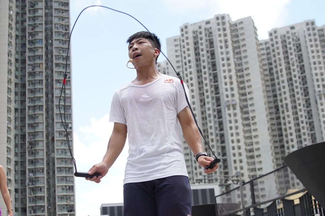 Hong Kong rope skipping champion Timothy Ho Chu-ting at a Red Bull Skip to Fit event at Decathlon Tseung Kwan O in May. Photo: SCMP / Winson Wong