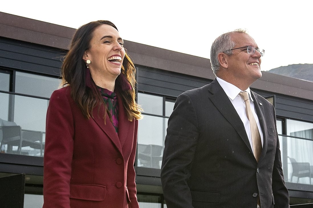 Australian PM Scott Morrison and New Zealand PM Jacinda Ardern in Queenstown. Photo: AAP