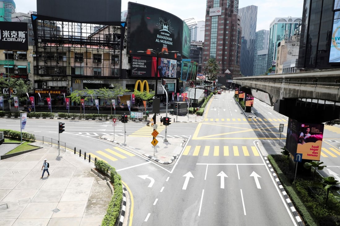 A deserted street during a coronavirus lockdown in Kuala Lumpur. Photo: Reuters